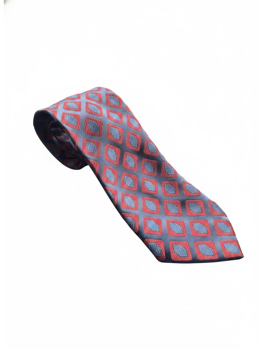 Wemlon by Wembley Men's Red&Blue Geometric Pattern Necktie